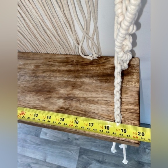 Wall Mounted Floating wood Shelf Large cream boho Macrame Tapestry hand-woven - Picture 9 of 15
